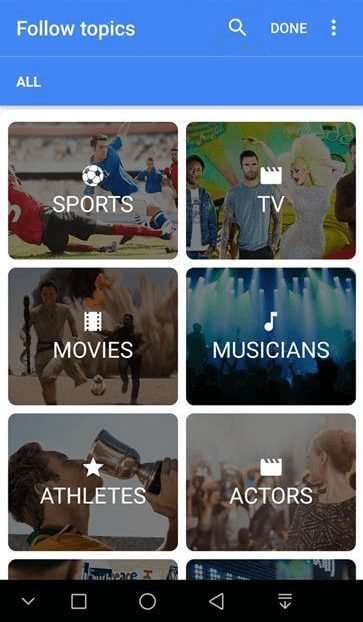 Google Discover çeşitli içerik kategorileri