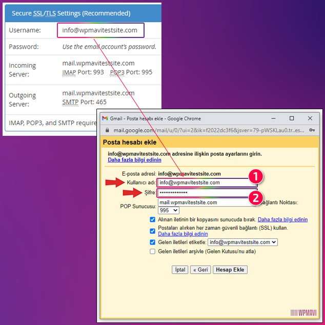gmail profesyonel e mail hesabı ekle pop-up penceresi kullanıcı adı ve şifre kısmı
