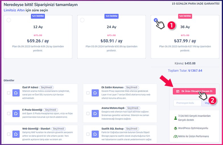 İşletme Web Sitesi Oluşturma için Hosting Paketi Süre Seçimi