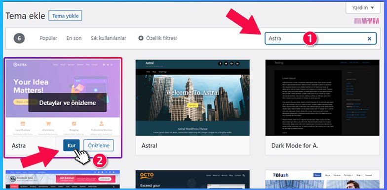 Kurumsal Site Kurma - Astra Teması Kurulumu 