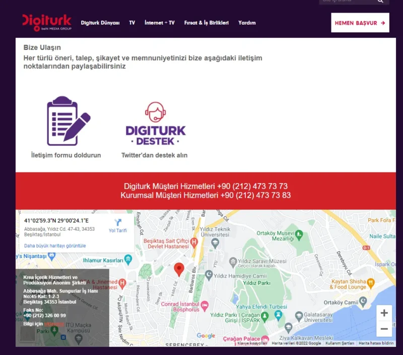 02129455474 Digitürk Müşteri Hizmetleri mi?