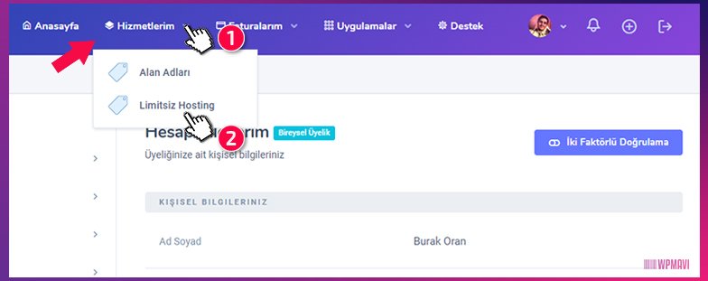 Restoran Sitesi açmak - cPanel'e Ulaşma 1. Adım