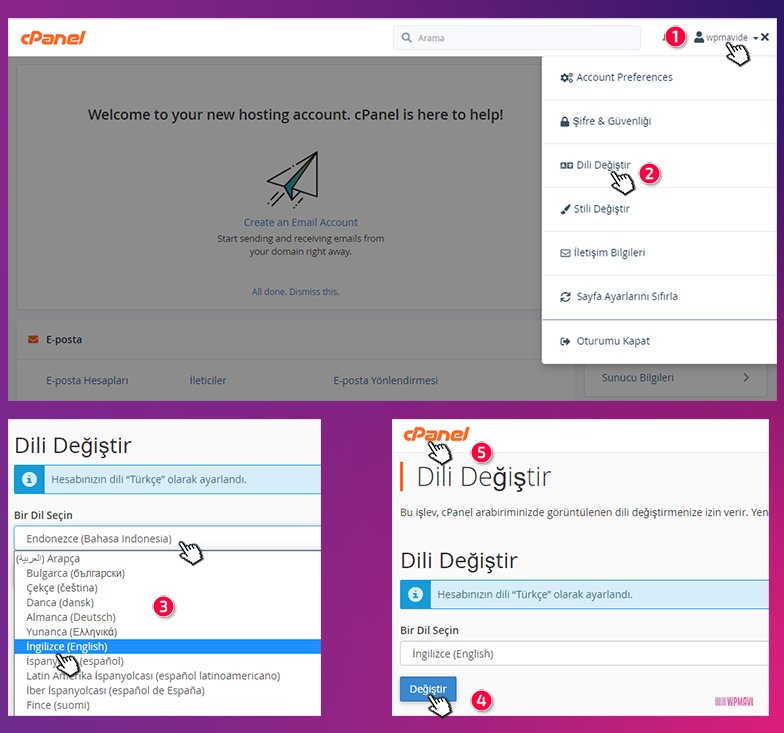 Restaurant Web Sitesi - cPanel'in Dilini Değiştirme