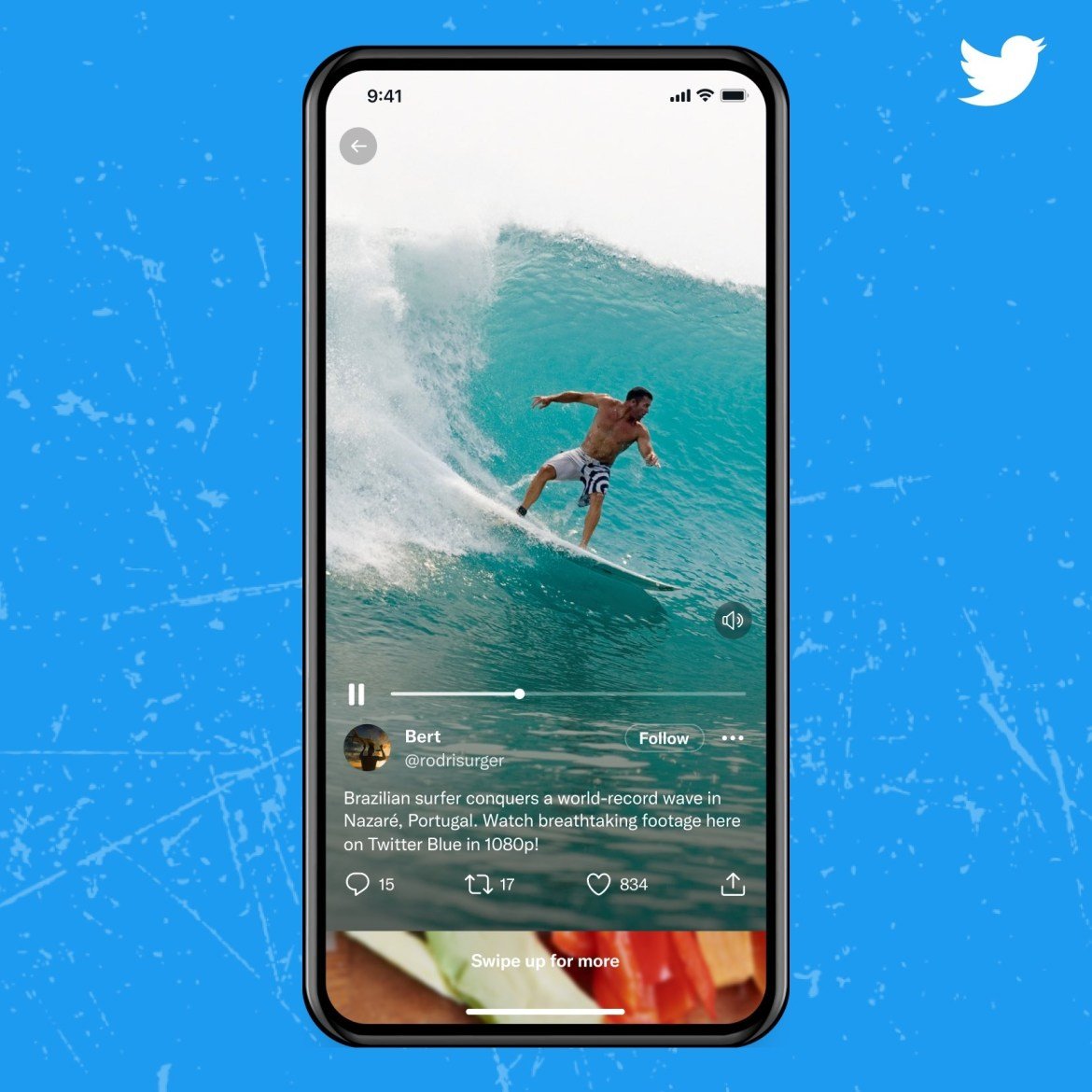 Twitter video kaydırma özelliği görünümü.