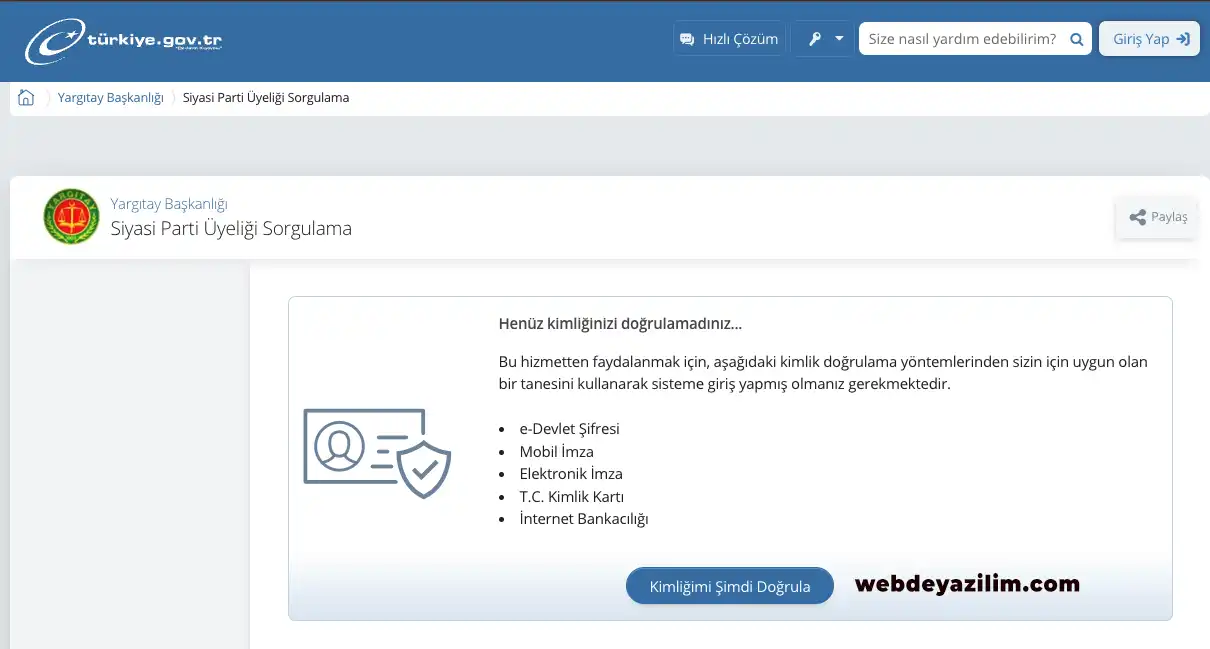 E-Devlet üzerinden siyasi parti sorgulama nasıl yapılır?