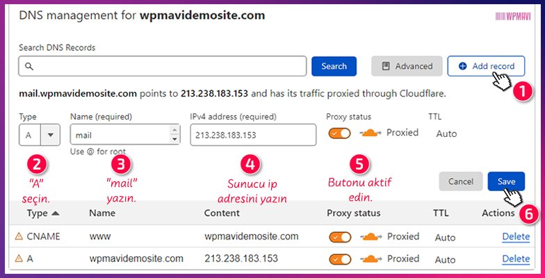 CloudFlare Kurulumu - 3. DNS Kaydı