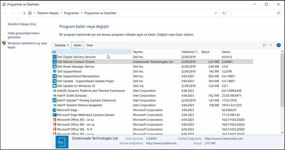 Dell Mobile Connect Hatası Çözüldü 2 denetim masasi 1