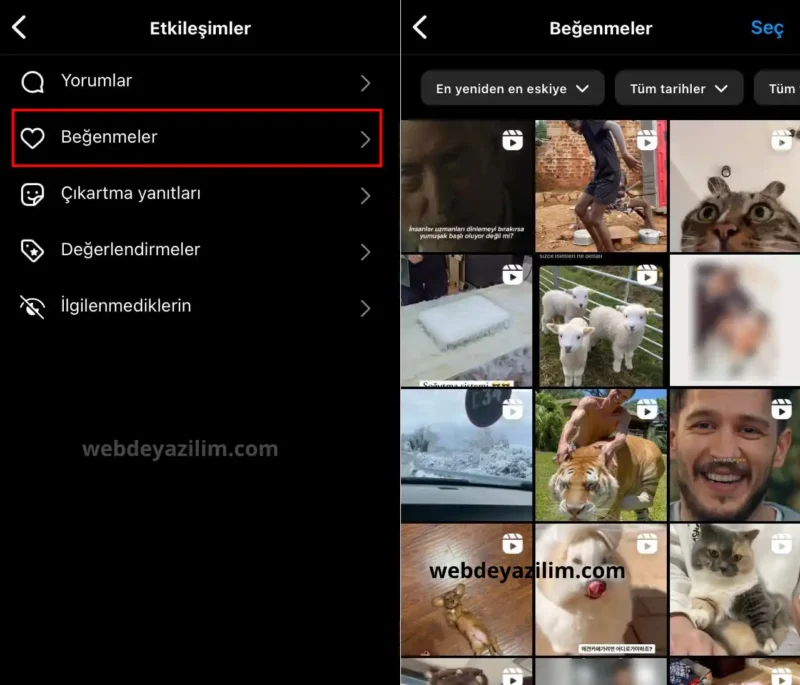 Instagram Beğeniler Nerede? (Beğendiklerim)