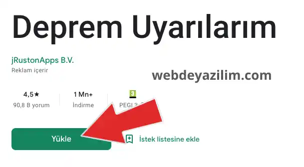 Uygulamayı yükle butonuna dokunun