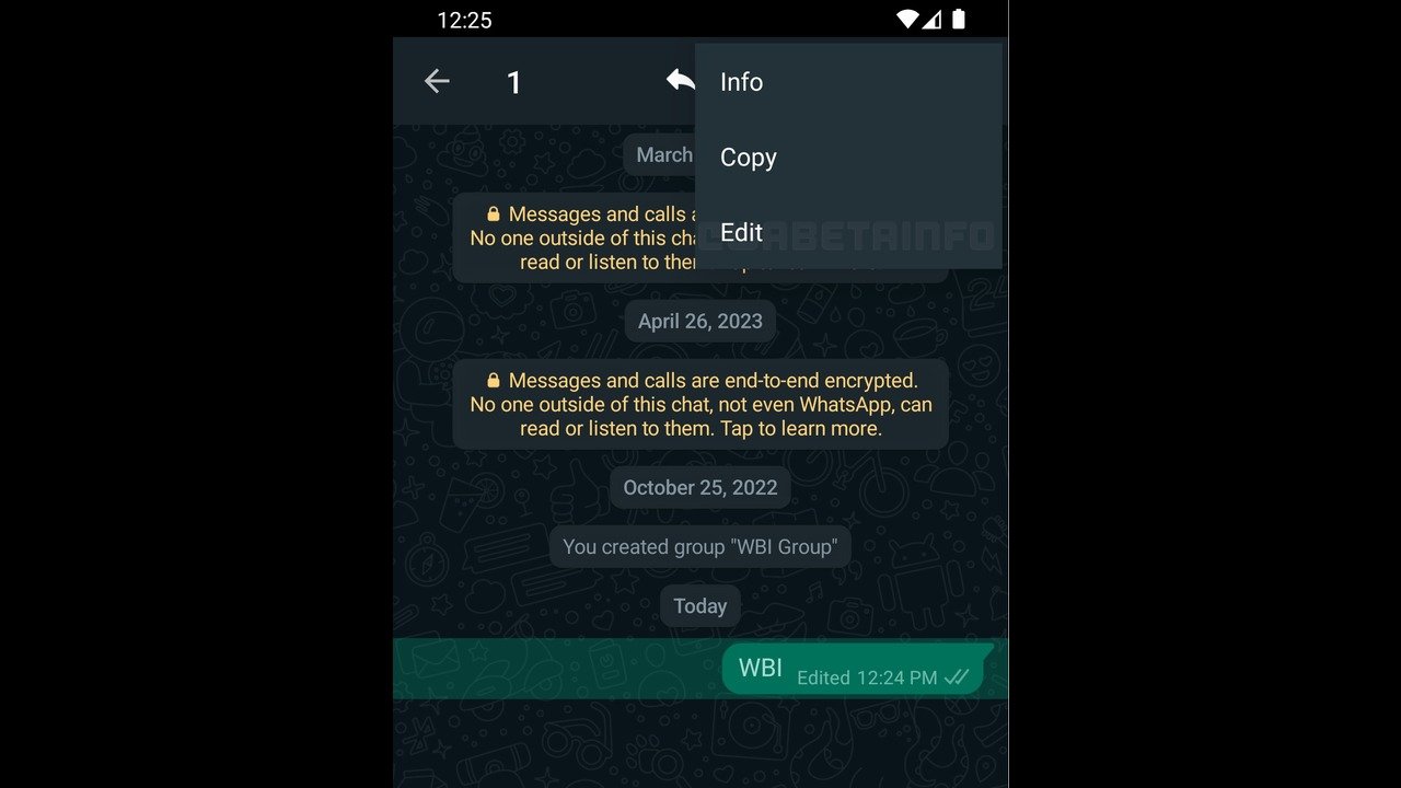 WhatsApp mesaj düzenleme
