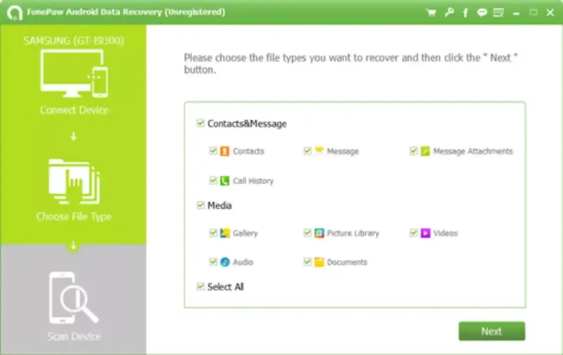FonePaw Android Data Recovery (Android) telefondan silinen videoları geri getirme ve kurtarma