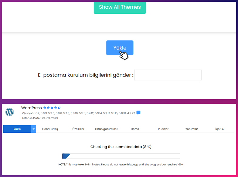WordPress Yükleme Butonu – İnternet Sitesi Açmak