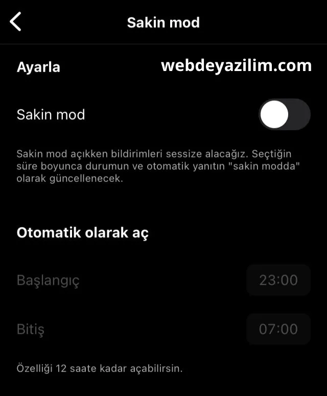 Instagram sakin mod nasıl açılır?
