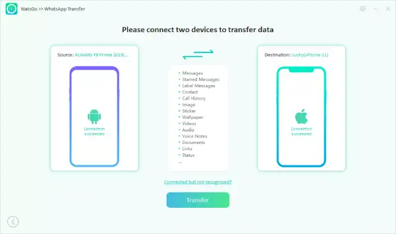 WatsGo ile Android'deki WhatsApp Verilerini iPhone'a Aktarma