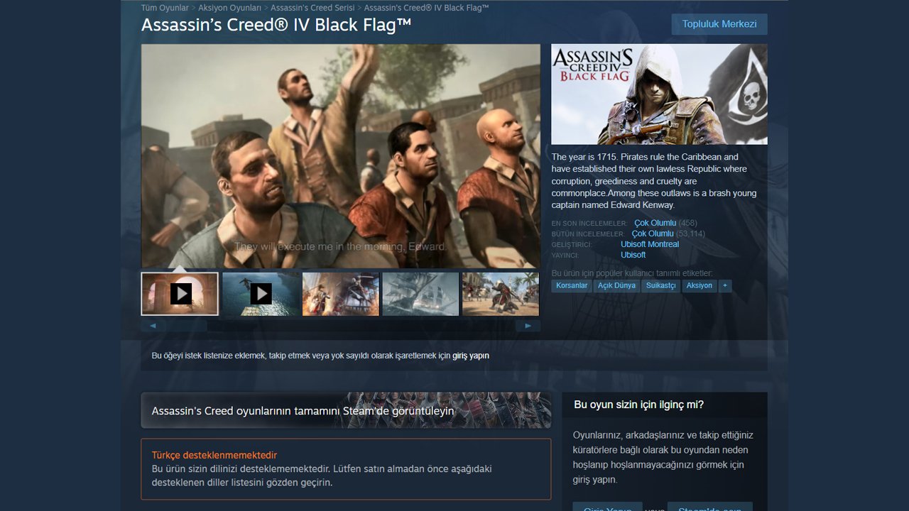 assassin's creed black flag steam sayfası