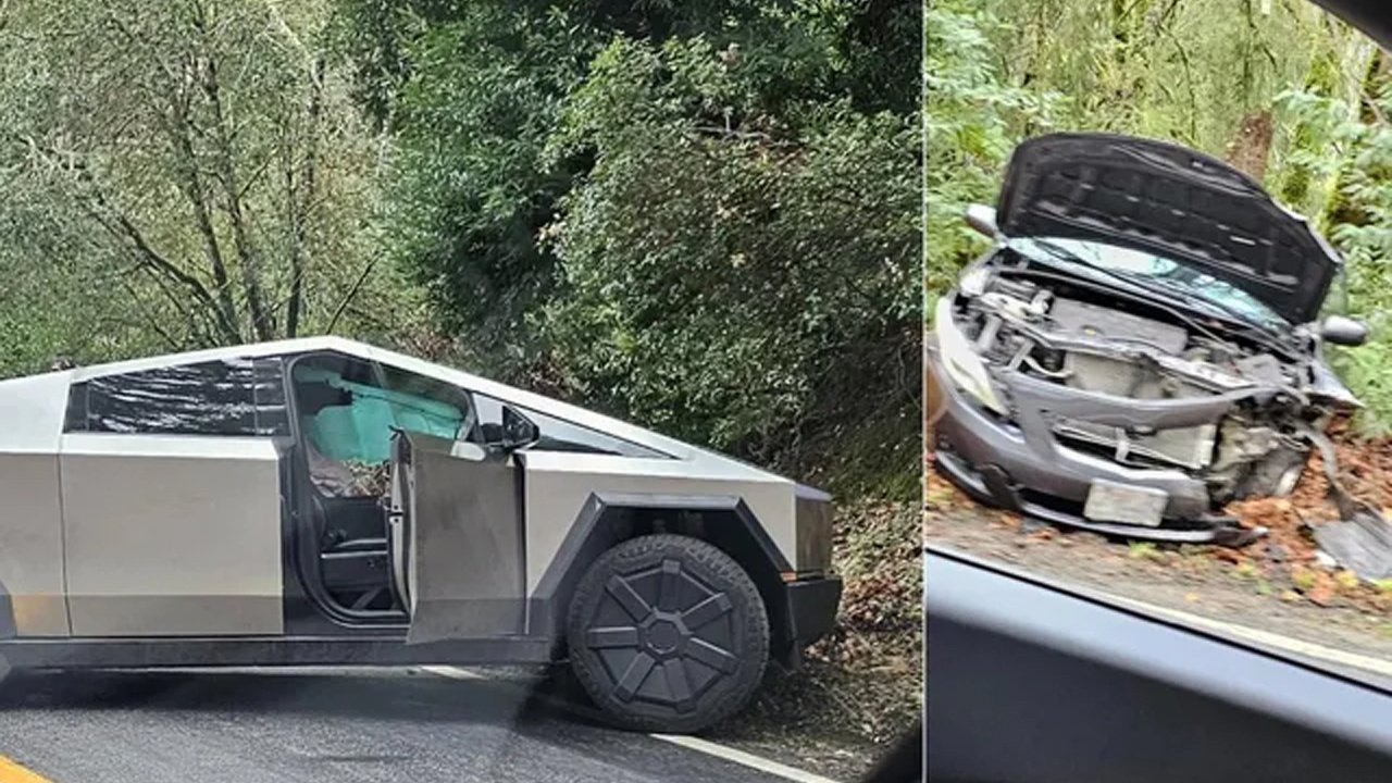 Tesla Cybertruck'ın karıştığı ilk kazaya ait görüntüler internette ortaya çıktı