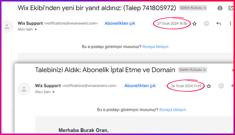 Hazır Web Sitesi Wix Destek Talebi Geri Dönüş Zamanı